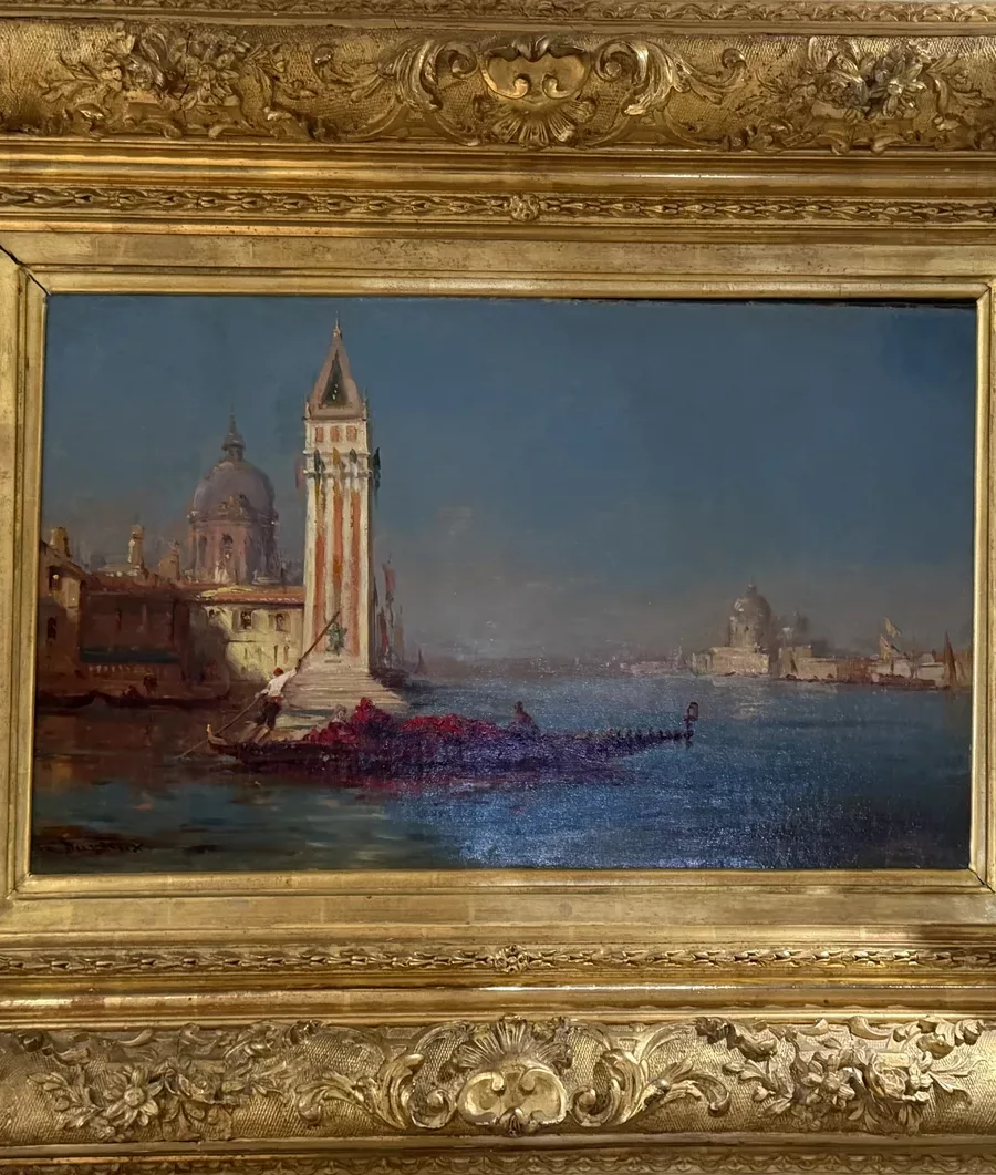 Tableau représentant une vue de Venise dans un cadre doré sculpté