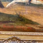 Détail de l’inscription Bataille de Ligny 1815 sur le tableau-horloge napoléonien